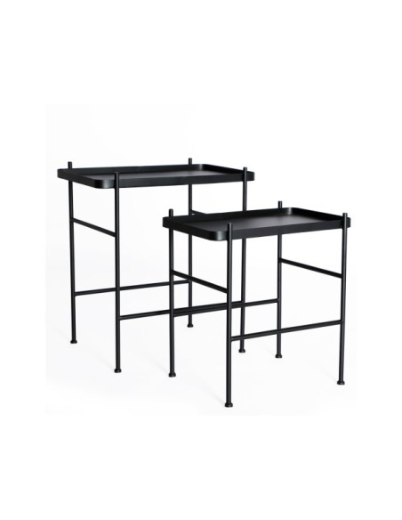 Set 2 Mesas Auxiliares DEVICH, Hierro / Negro - Kodu Home Design