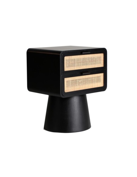 Mesita de Noche BEILEN, Madera / Negro, Natural - Kodu Home Design