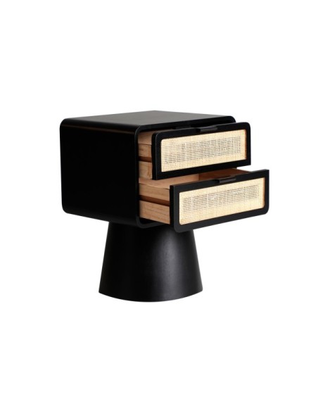 Mesita de Noche BEILEN, Madera / Negro, Natural - Kodu Home Design