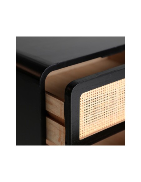 Mesita de Noche BEILEN, Madera / Negro, Natural - Kodu Home Design