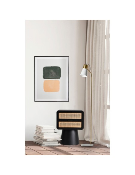 Mesita de Noche BEILEN, Madera / Negro, Natural - Kodu Home Design