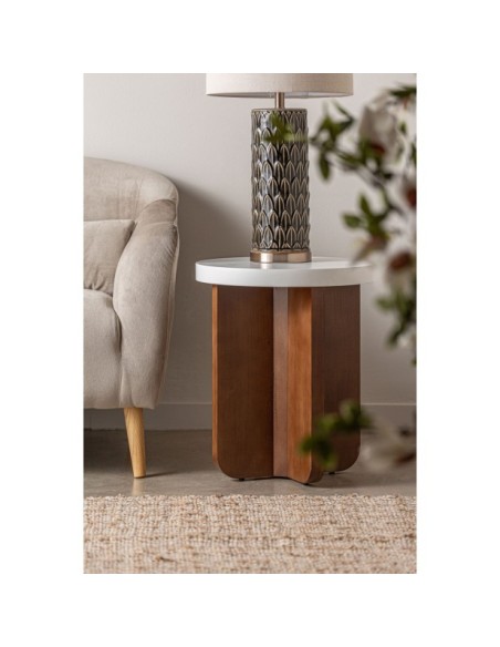 Mesa Auxiliar GRANDVAL, DM / Blanco, Marrón - Kodu Home Design