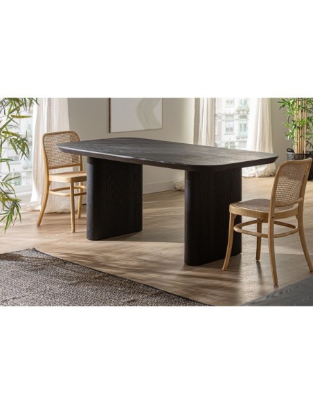 Mesa de Comedor ROGNES 180x90 cm, Madera / Negro - Kodu Home Design
