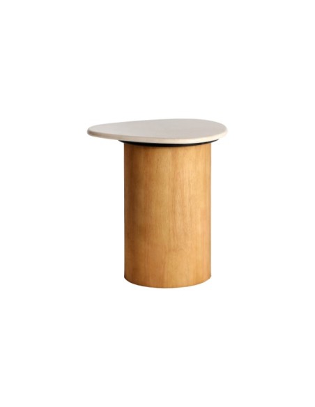 Mesa Auxiliar LORACH, Mármol / Marrón Claro, Blanco, Marrón - Kodu Home Design