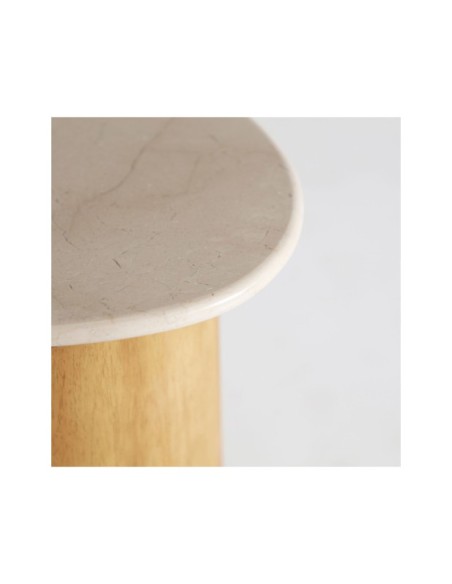 Mesa Auxiliar LORACH, Mármol / Marrón Claro, Blanco, Marrón - Kodu Home Design