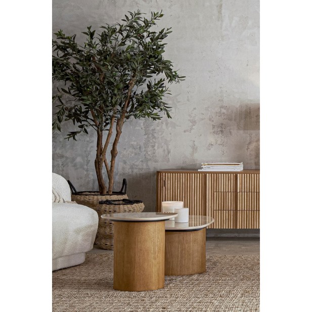 Mesa Auxiliar LORACH, Mármol / Marrón...