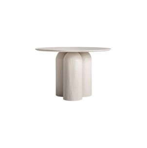 Mesa de Comedor INHA Ø120 cm, Mango / Blanco Roto, Blanco...