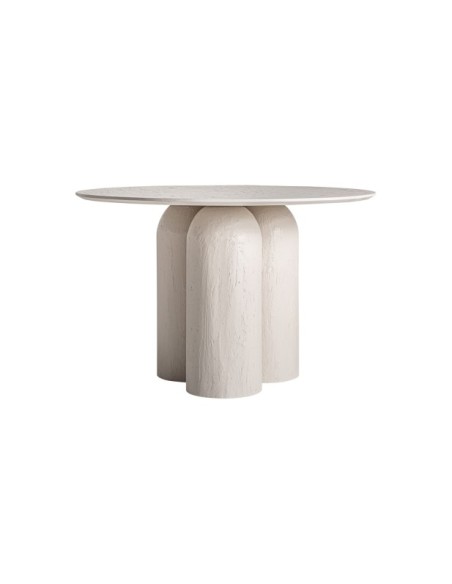 Mesa de Comedor INHA Ø120 cm, Mango / Blanco Roto, Blanco - Kodu Home Design