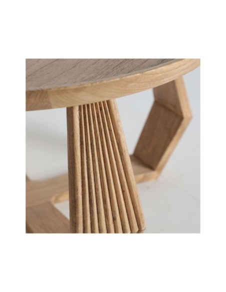 Mesa de Centro BUSHEY Ø77x40 cm, Madera / Natural, Marrón - Kodu Home Design