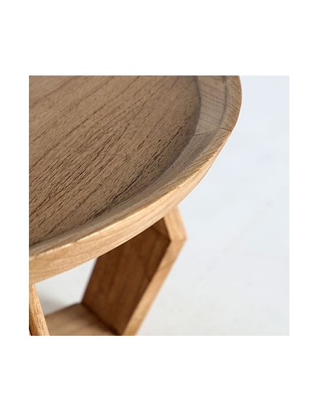 Mesa de Centro BUSHEY Ø77x40 cm, Madera / Natural, Marrón - Kodu Home Design