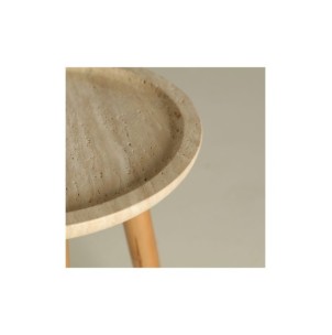 Mesa Auxiliar VIDEIX Ø43x58 cm, Madera / Beige, Marrón -... 2