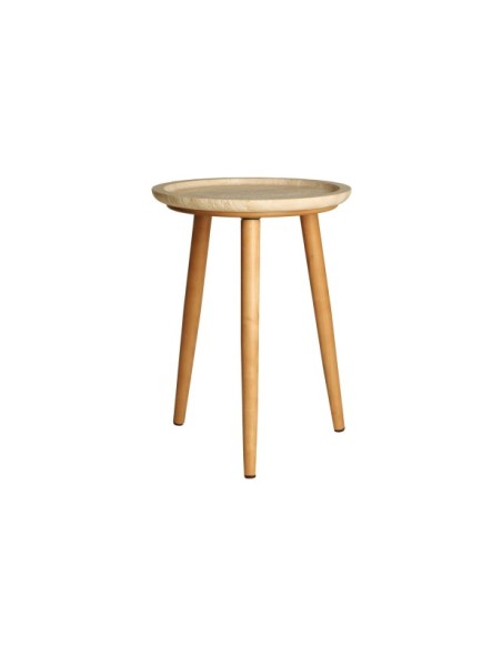 Mesa Auxiliar VIDEIX Ø36x55 cm, Madera / Beige, Marrón - Kodu Home Design