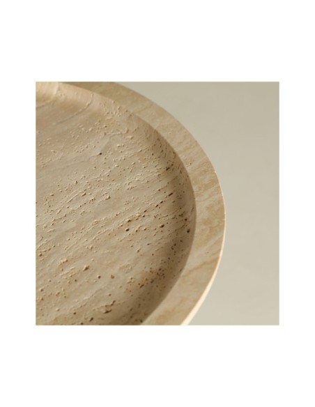 Mesa Auxiliar VIDEIX Ø36x55 cm, Madera / Beige, Marrón - Kodu Home Design