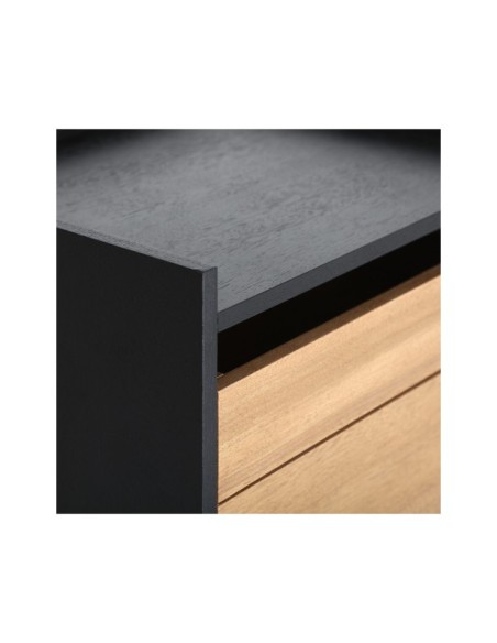 Mesita de Noche BRUSSA, DM / Negro, Marrón - Kodu Home Design