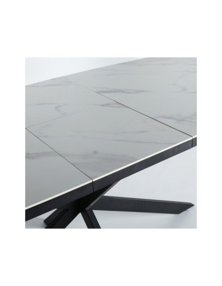 Mesa Extensible DROUX 180/220x90 cm, DM / Negro, Blanco - Kodu Home Design