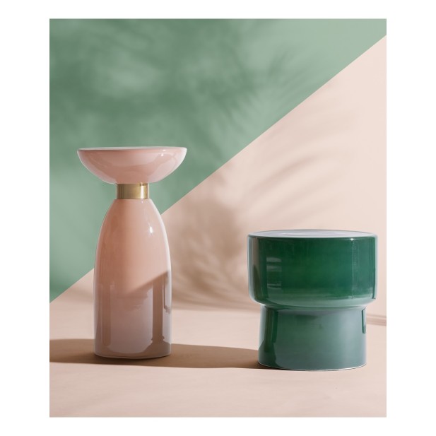 Mesa Auxiliar BELLANO, Vidrio / Rosa...