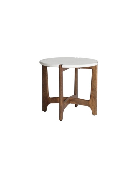 Mesa Auxiliar LAAX Ø55x50 cm, Mango / Blanco, Marrón - Kodu Home Design