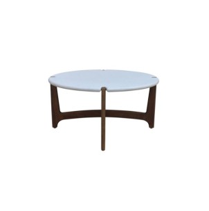 Mesa Auxiliar LAAX Ø80x40 cm, Mango / Blanco, Marrón -... 2