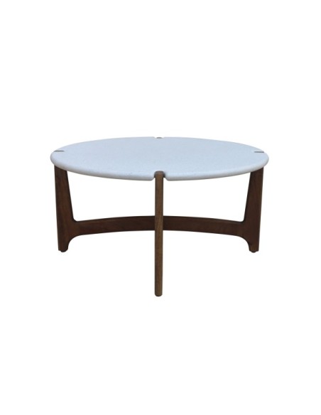 Mesa Auxiliar LAAX Ø80x40 cm, Mango / Blanco, Marrón - Kodu Home Design