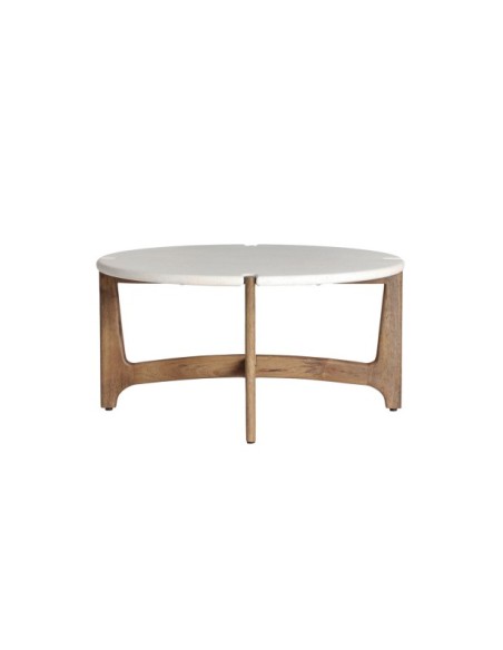 Mesa Auxiliar LAAX Ø80x40 cm, Mango / Blanco, Marrón - Kodu Home Design