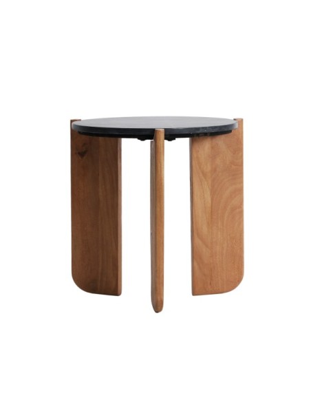 Mesa Auxiliar VALIGNY, Mármol / Negro, Marrón - Kodu Home Design