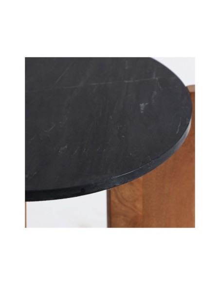 Mesa Auxiliar VALIGNY, Mármol / Negro, Marrón - Kodu Home Design