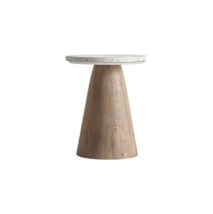 Mesa Auxiliar LAUTREC Ø40x50 cm, Terrazo / Blanco, Marrón...