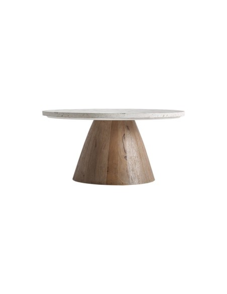 Mesa Auxiliar LAUTREC Ø80x41 cm, Terrazo / Blanco, Marrón - Kodu Home Design