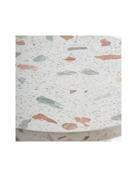 Mesa Auxiliar LAUTREC Ø80x41 cm, Terrazo / Blanco, Marrón - Kodu Home Design