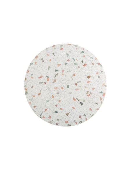 Mesa Auxiliar LAUTREC Ø80x41 cm, Terrazo / Blanco, Marrón - Kodu Home Design