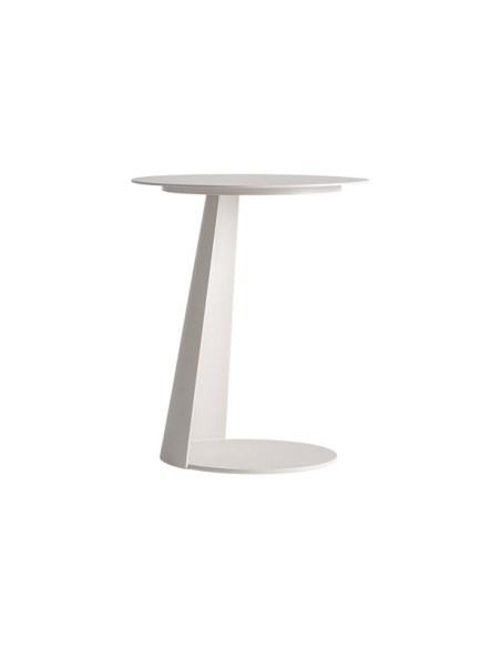 Mesa Auxiliar WENGEN Ø40x48 cm, Aluminio / Beige - Kodu Home Design