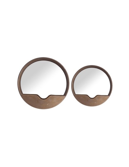 Set 2 Espejos THUSIS Ø50/60 cm, Hierro / Oro - Kodu Home Design