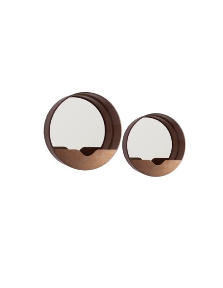 Set 2 Espejos THUSIS Ø50/60 cm, Hierro / Oro - Kodu Home Design