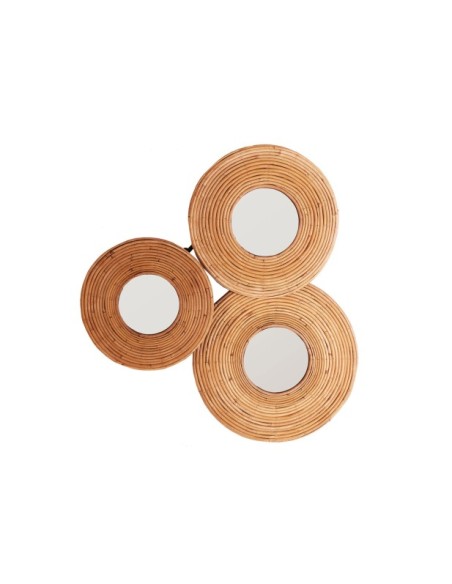 Espejo ASHER 72x64 cm, Bambú / Marrón - Kodu Home Design