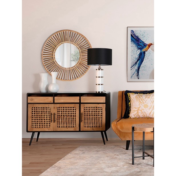 Espejo ARTEAGA Ø90 cm, Bambú / Marrón...