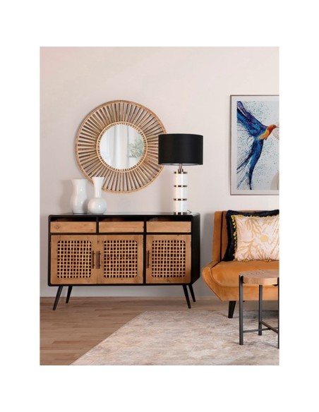 Espejo ARTEAGA Ø90 cm, Bambú / Marrón - Kodu Home Design