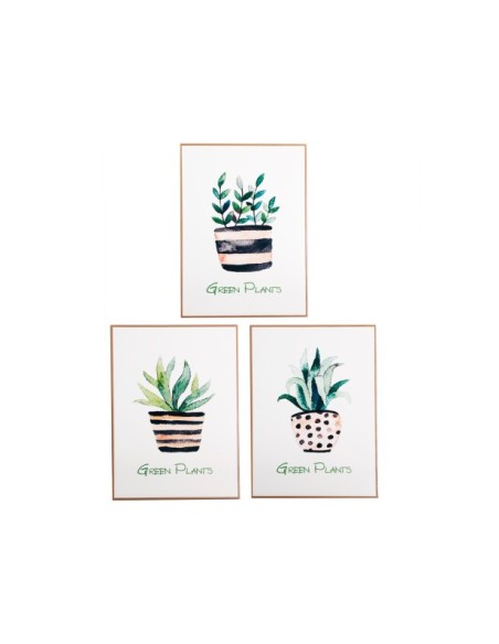 Set 3 Cuadros ELA 60x80 cm, Metacrilato / Verde, Marrón Claro - Kodu Home Design