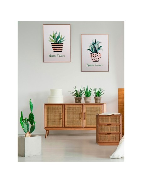 Set 3 Cuadros ELA 60x80 cm, Metacrilato / Verde, Marrón Claro - Kodu Home Design