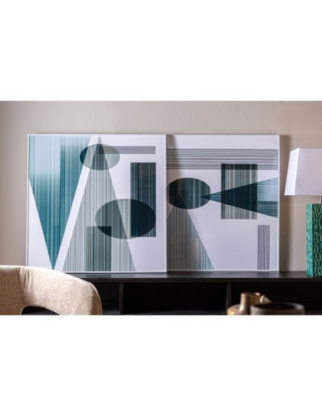 Set 2 Cuadros MELKA 80x80 cm, DM / Blanco, Multicolor - Kodu Home Design