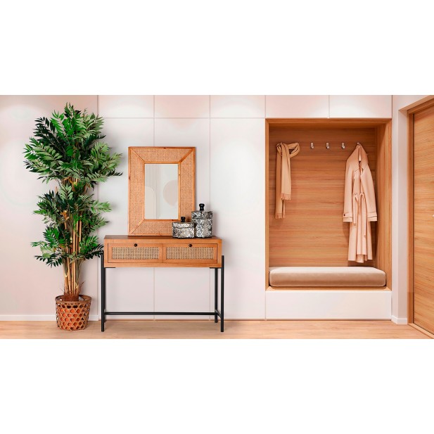 Espejo ZETEL 60x80 cm, Ratán / Marrón...