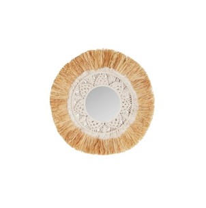 Espejo KASSES Ø45 cm, Rafia / Marrón - Kodu Home Design