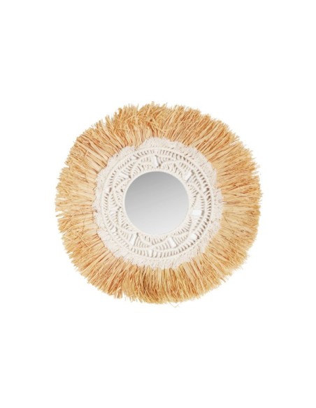 Espejo KASSES Ø43 cm, Rafia / Marrón - Kodu Home Design