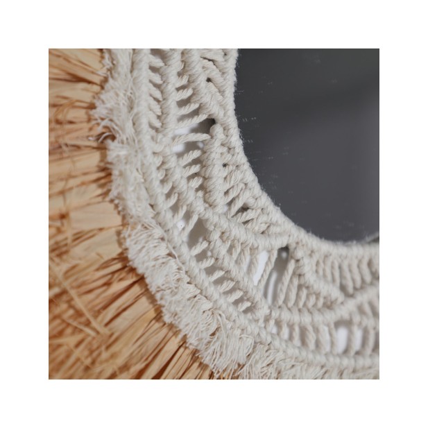 Espejo KASSES Ø43 cm, Rafia / Marrón...