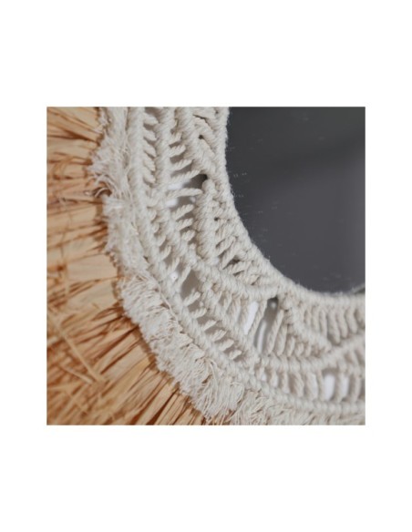 Espejo KASSES Ø43 cm, Rafia / Marrón - Kodu Home Design
