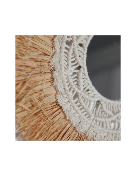 Espejo KASSES Ø43 cm, Rafia / Marrón - Kodu Home Design