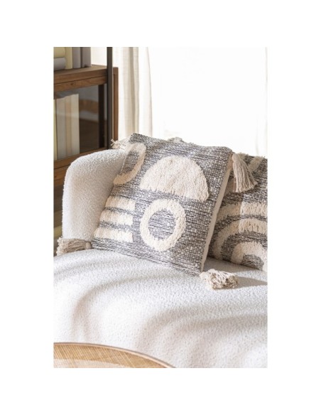 Cojín ANYA 45x45 cm, Algodón / Blanco, Negro - Kodu Home Design