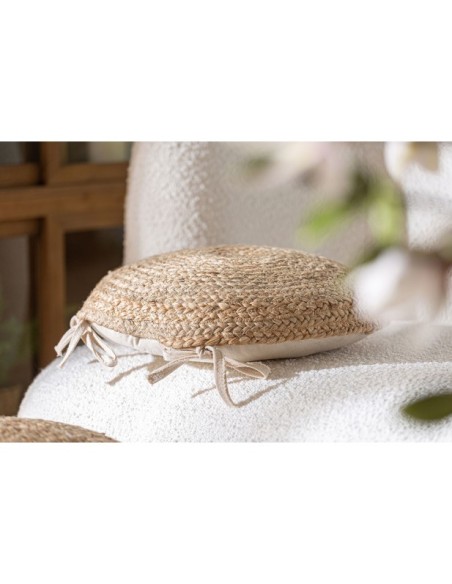 Cojín THIESI 37x38 cm, Yute / Marrón - Kodu Home Design