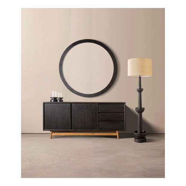 Espejo KILDE Ø140 cm, Madera / Negro...