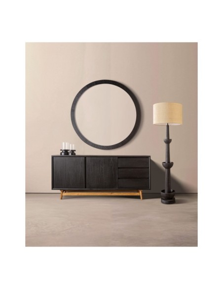Espejo KILDE Ø140 cm, Madera / Negro - Kodu Home Design