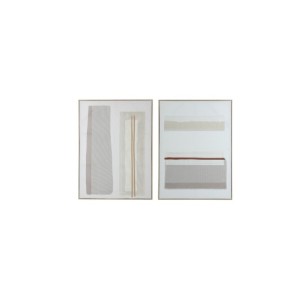 Set 2 Cuadros AURITZ 90x120 cm, Lienzo / Marrón, Blanco -...